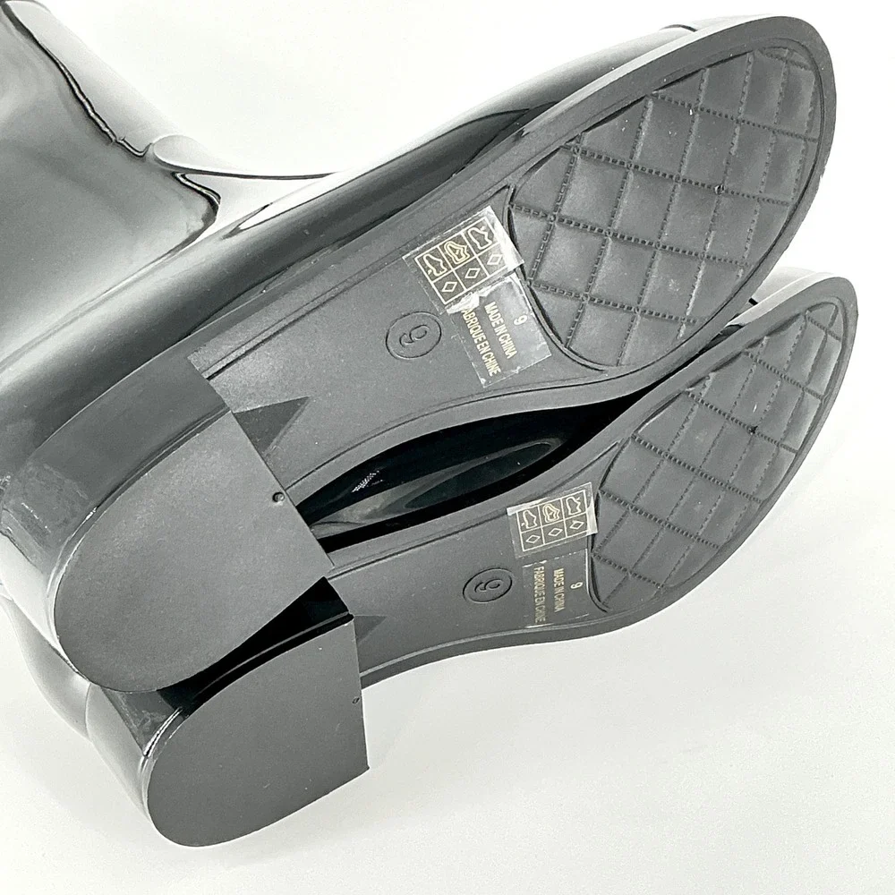 Jeffrey Campbell Size 9‎ Black Rain Boots NEW Low Heel Waterproof $90 Rainpour